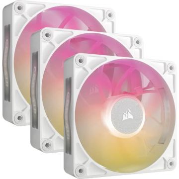 Set 3 Ventilatoare iCUE LINK RX120 MAX RGB PWM 3x 120MM Alb Set 3 Ventilatoare iCUE LINK RX120 MAX RGB PWM 3x 120MM Alb