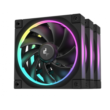 Set ventilatoare Deepcool FL12, 3 x 120mm, 500 - 2150 rpm, iluminare aRGB (Negru) Set ventilatoare Deepcool FL12, 3 x 120mm, 500 - 2150 rpm, iluminare aRGB (Negru)